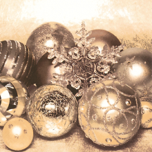 Serviette Weihnachten Christbaumkugeln Gold, 20 Stück, 33*33cm