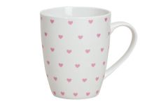Tasse aus Porzellan mit rosa Herzen, 300 ml