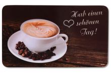 Frühstücksbrettchen Hab einen schönen Tag! mit Kaffeetassen Motiv ca. 23,5 * 14* 0,4 cm