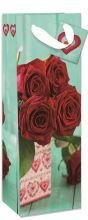 Geschenktasche Flasche Motiv Rote Rosen, 360*125*90 mm