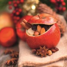 Serviette Weihnachten gefüllter Bratapfel mit Nüssen, Rosinen und Sternanis 20 Stück, 33*33cm